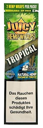 ledermodefashion Juicy Jay Hanf Wrap - Natur Tabak frei - 2 pro Packung (Tropical, 1) von DHOBIA
