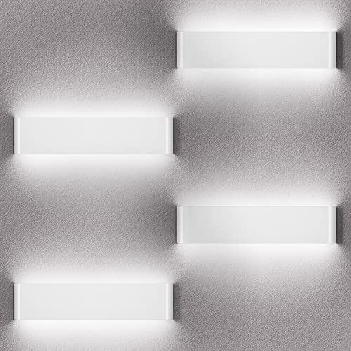 ledmo 4 Stücke LED Wandleuchte Innen 12W Wandlampe Up Down Wandlicht Weiß 6000K Aluminium Wandbeleuchtung von ledmo