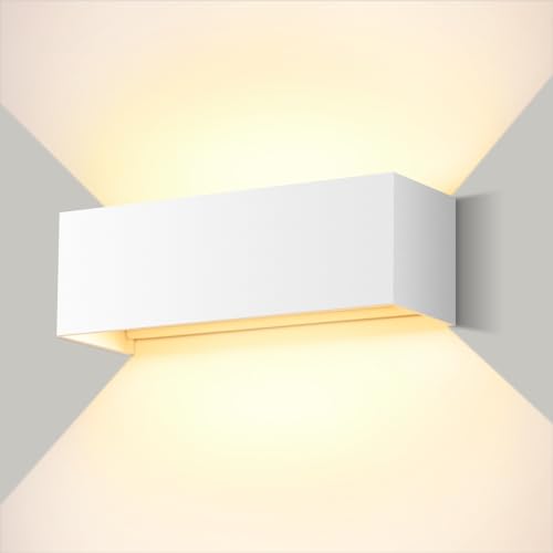 ledmo 30W LED Wandleuchten Innen/Außen Auf und ab Einstellbarer Lichtstrahl 3000K Warmweiß IP65 Wasserdichte（weiß） von ledmo