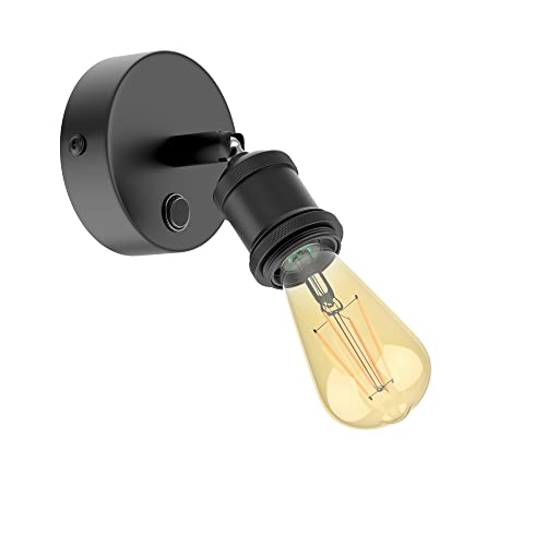 ledscom.de Wandleuchte RETRA, Schalter, schwarz matt, rund + LED Lampe 814lm warmweiß von ledscom.de