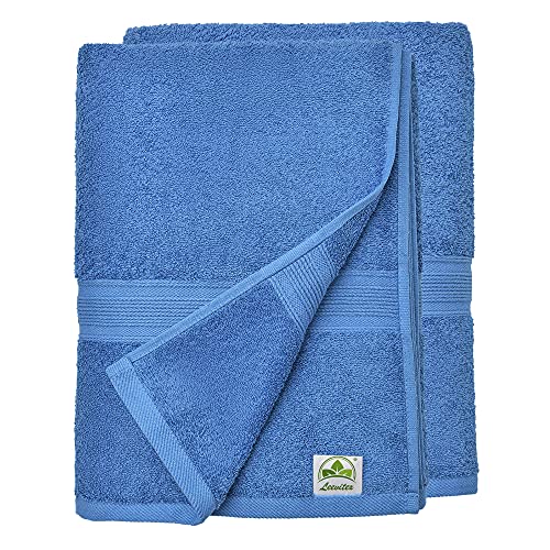 leevitex® Handtuch-Set, flauschig und saugstark, 2 Duschtücher, 70 x 140 cm, Qualität 500 g/m², 100% Baumwolle - Royalblau von leevitex