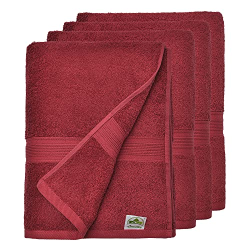 leevitex® Handtuch 4er Set aus 100% Baumwolle, weich und saugstark | 500 g/m² | 50 x 100 cm | Bordeaux von leevitex