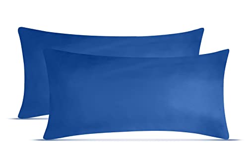 leevitex Jersey Kissenbezug 40 x 60 cm | 2er Set | 100% Baumwolle | 170 g/m² | Öko-Tex | Nackenkissenbezug | Royalblau/Königsblau von leevitex