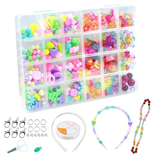 Perlenset, Perlen Set Armbänder, 24 Verschiedene Arten Von Perlen Zum Auffädeln, Mini Beads Charm Kit Zur Herstellung Von Diy-Schmuck, Mit Handgefertigten Bausätzen, für Feiertage Partys von lemgyiamz