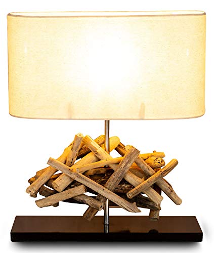 Tischlampe Höhe 42cm Treibholz Teakholz Tischleuchte Holz Lampe Leuchte Naturholz Unikat Tischdeko Holzdeko Treibholzlampe von levandeo