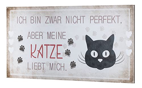 Wandbild 40x20cm Katze Spruch Deko Wandschild Katzenliebhaber Bild Wanddeko Geschenkidee von levandeo