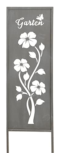 levandeo Gartenaufsteller Garten H83cm Metall Grau Gartenstecker Stele Garten-Deko Deko Gartenstele Blume von levandeo