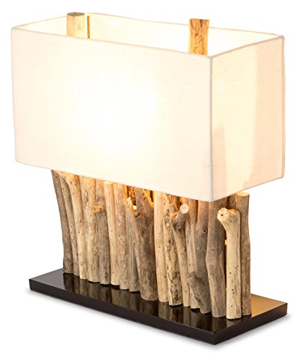 levandeo Lampe Holz 16x35cm 40cm hoch Tischlampe Tischleuchte aus recyceltem Treibholz Holzlampe Unikat Handarbeit von levandeo