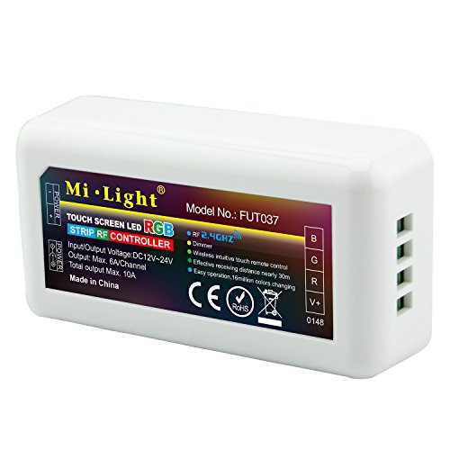 LIGHTEU®, 2,4 GHz kabelloses WiFi Steuermodul, LED RGB Streifen Controller, 12–24 V max. Ausgang 10A, Milight Miboxer FUT037 von lighteu