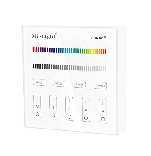 LIGHTEU®, B3 Wireless 2,4G RF 4Zonen RGBW/RGB wandmontierter Smart Panel Controller funktioniert nur mit LED Leuchten und Strip Controllern der MiLight RGB/RGBW Serie von lighteu