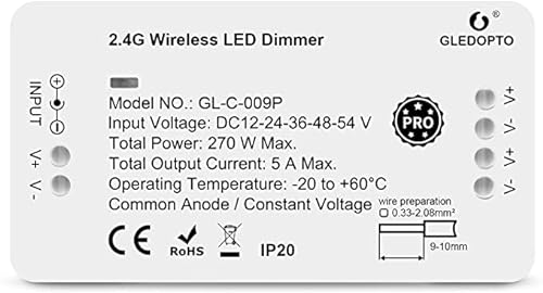 LIGHTEU®, GLEDOPTO Zigbee-Dimmer-LED-Controller Pro Alexa Voice/Hub APP/Fernbedienung DC12-24-36-48-54V, GL-C-009P von lighteu