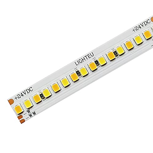 lighteu®, 24V 112 LED/m, zwei weiße LED Streifen LED Lichtbänder 2100K-5100K, 30W/m, 1400 Lumen/m, CRI: 90-97, 2835 SMD, Breite 12 mm, hochdichte, ultrahelle, flexible Lichterketten, IP20, 5 m von lighteu