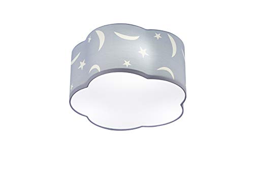 lightling Kinderleuchte Klara Deckenleuchte Sternenhimmel mit Stoffschirm in pastellblau, 3 x E27 max. 10W, ø 40, Höhe: 20.5 cm von lightling