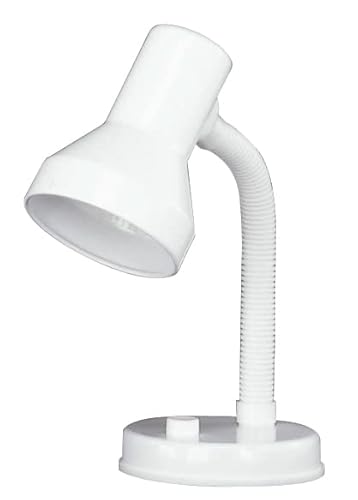 lightling Schreibtischleuchte Peter, Tischleuchte Kunststoff weiß, Flexarm zur individuellen Verstellbarkeit, exkl. 1 x E27 Leuchtmittel max. 18W, Höhe: 30 cm von lightling