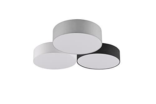 lightling modern LED-Deckenleuchte Chantal mit integriertem 11W LED Leuchtmittel und Switch Dimmer, 3 Stoffschirme in weiß, schwarz und grau, ø Schirm 30 cm, Höhe: 10 cm von lightling