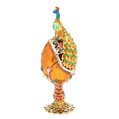lijun Pfau Faberge-Ei handbemalte Schmuck Schmuckschatulle Geschenk für Ostern Home Decor von lijun
