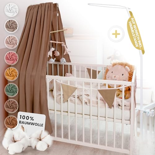 lilimaus Betthimmel Babybett inkl. Himmelstange - Himmel aus 100% Musselin Baumwolle - Tolles Geschenk für Baby- und Kinderzimmer - Himmelbett Vorhänge für Mädchen und Jungen von lilimaus