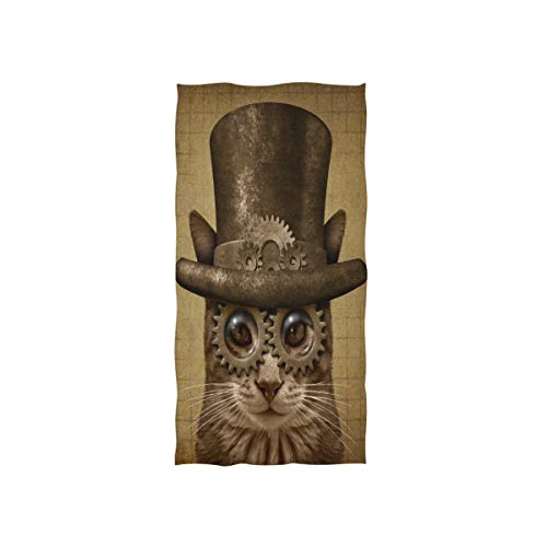 linomo Handtuch Jahrgang Steampunk Dampf Punk Katze Handtuch Baumwolle Gesicht Towel Dish Geschirrtuch für Kinder Mädchen Jungen von linomo