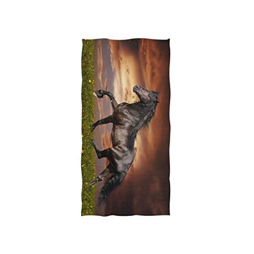 linomo Handtuch Tier Schwarz Pferd Handtuch Baumwolle Gesicht Towel Dish Geschirrtuch für Kinder Mädchen Jungen von linomo