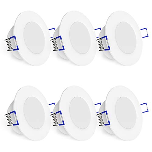 linovum WEEVO 6er Set runde LED Einbaustrahler für Bad & Außen IP44 mit 4000K neutralweiß 6,5W - Spot extra flacher Einbau 29mm von linovum