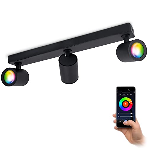 linovum TENJO Deckenlampe schwarz schwenkbar kompatibel mit Alexa, Siri & Google - WLAN Küchenlampe 3x RGB GU10 Lampe RGB+W von linovum
