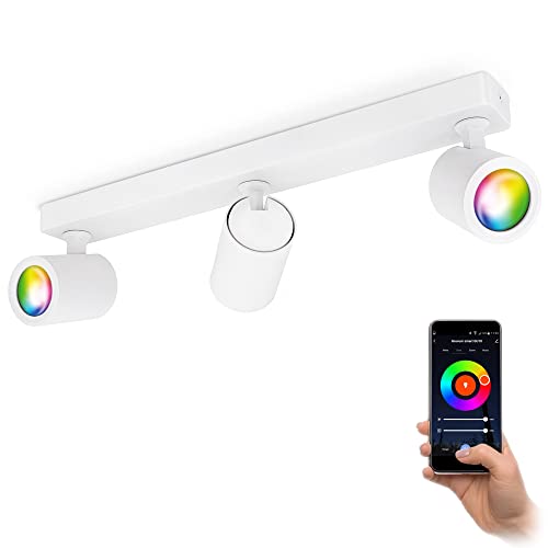linovum TENJO Spotbalken 3 flammig weiß schwenkbar kompatibel mit Alexa & Google - WLAN Deckenlampe mit RGB GU10 Lampen RGB + Weißtöne von linovum