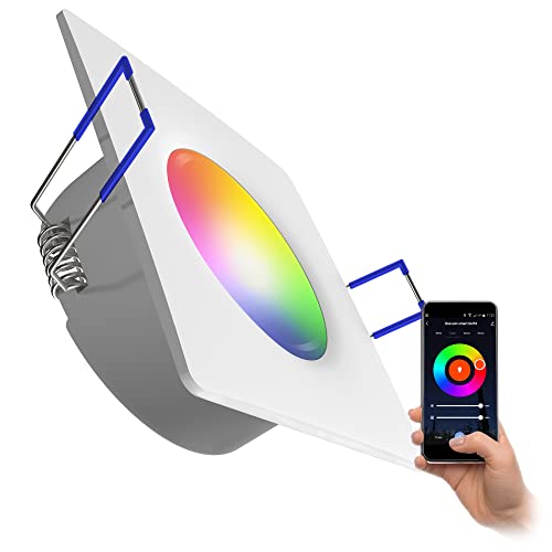 linovum WEEVO flacher Einbauspot in weiß & eckig IP44 7W LED Spot Wifi RGB - kompatibel mit Alexa & Google Home steuerbar via App von linovum
