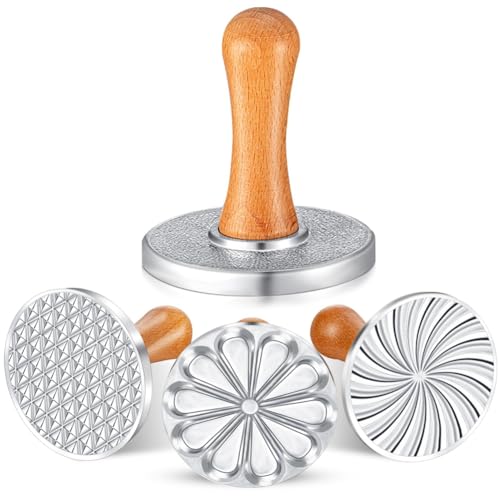 linsan 3-Teilige Cookie-Stempel Aus Metall mit Holzgriff, Ideal für DIY Backen, Kuchen und Gebäck Schneiden. Langlebig und Fein Verarbeitet. von linsan