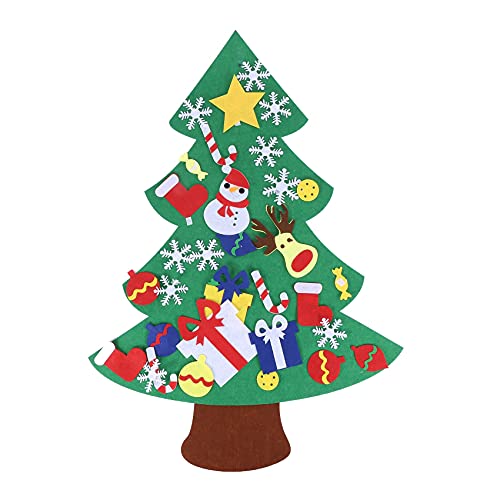 linsan Filz Weihnachten für Kinder 3.2 Fuß DIY Weihnachtsbaum mit Kleinkindern 30 StüCk Ornamente für Kinder Weihnachten Geschenke HäNgen Hause TüR Wand Weihnachten Schmuck von linsan