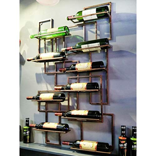 Vintage Weinregale Wandhalter Metallbar | Rustikaler Weinhalter zur Wandmontage | Schwebende Regale, Wand-Weinregal, Aufbewahrungsorganisator (Halter für 10 Flaschen) (Farbe: Bronze) von lirrebol