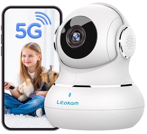 litokam Überwachungskamera Innen, Babyphone mit Kamera 2.4/5ghz Dual-Band WLAN Hundekamera mit app, 5MP Kamera überwachung innen mit AI Bewegungserkennung, Pan/Tilt, Zoom,Alexa/ONVIF von litokam
