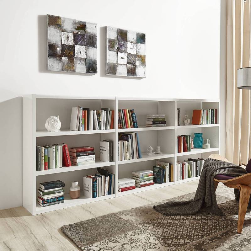 Loftscape Bücherregal Empire Wabenplatte Hochglanz Weiß 276x112x33 cm (BxHxT) von loftscape