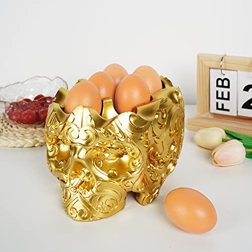 Filigraner Eierhalter mit Totenkopf-Motiv, goldfarben von lubera