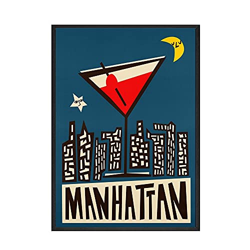 Cartoon Fruchtsaft Poster Margarita Manhattan Leinwand Malerei Dekoration Kunstdruck Nette Wandbild für Club Bar Shop Home Déc (Color : 3, Size : 30x40cm No Frame) von luose
