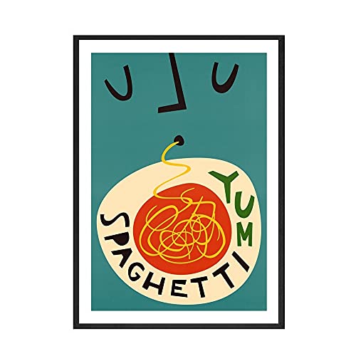 Pizza Spaghetti Poster Nordic Abstrakte Leinwand Malerei Yum Quote Kunstdruck Dekorative Wand Bild für Esszimmer Home Dekor (Color : 1, Size : 30x40cm No Frame) von luose