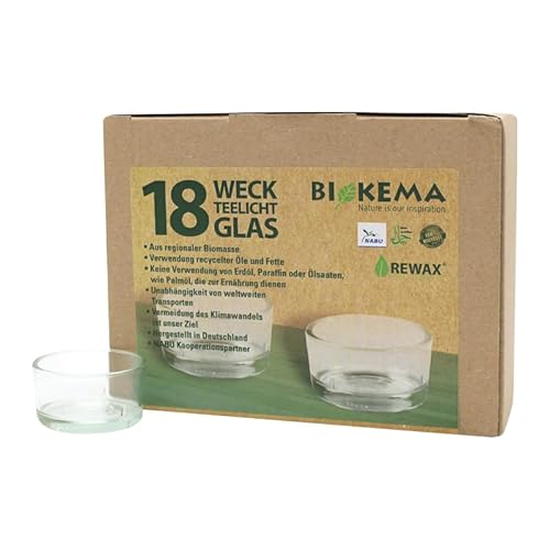 luterna Glas für Teelichter ohne Aluminiumhülle, BIOKEMA, wiederverwendbar, Größe für Teelichter mit Ø38 mm, 18 Stück pro Verpackung von luterna
