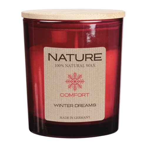 luterna NATURE COMFORT, Duftkerze im Glas, Winter Dreams, WENZEL-Kerzen, 100% NATURAL WAX, 85/70 mm, Brenndauer ca. 25h von luterna