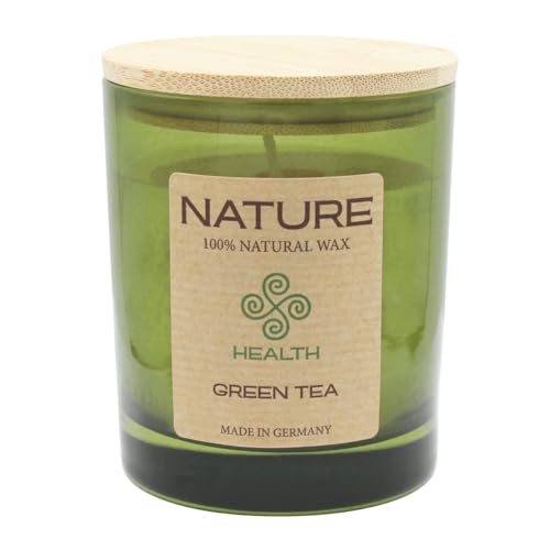 luterna NATURE HEALTH, Duftkerze im Glas, Green Tea, 100% NATURAL WAX, 85/70 mm, Brenndauer ca. 25h von luterna