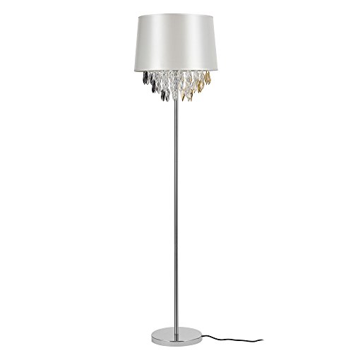 Stehleuchte 1 x E27 Stehlampe 165 cm Silber Weiß Kristallbehang Lampe Wohnzimmerlampe Leuchte Standleuchte von lux.pro