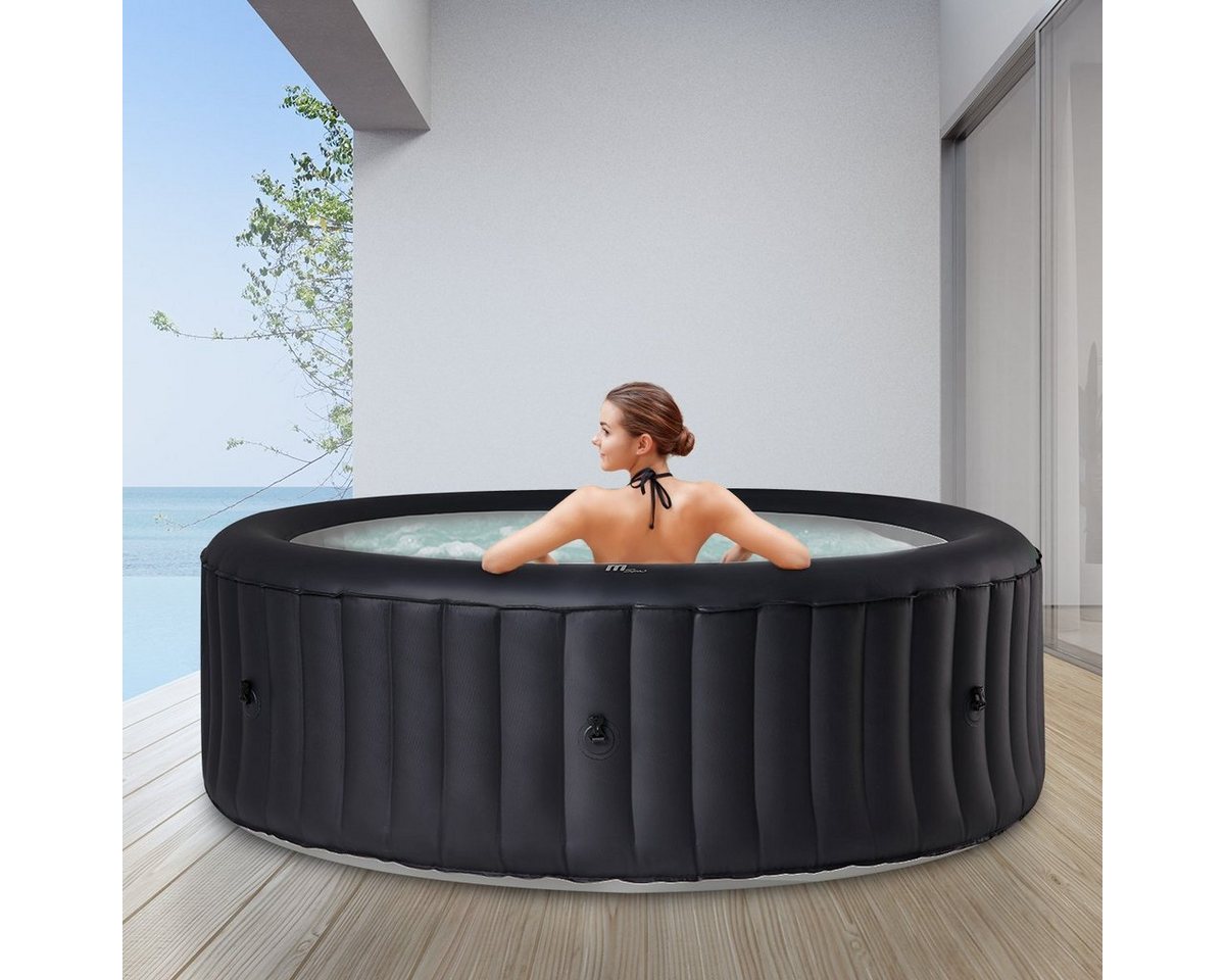 mSpa Whirlpool Outdoor Whirlpool aufblasbar Urban Rimba U-RB061 für 6 Personen, (Luxus Garten Pool - inkl. 2x Filterkartusche - Isolierabdeckung - Schnellheizsystem - Winterfest - 138 Luftdüsen, 4-tlg., Abdeckung mit Schloss - Indoor - LED Fernbedienung - Selbstaufblasbar), Pool Rund - Jacuzzi Bubble Spa - Ozon-UV-C-Desinfektion von mSpa