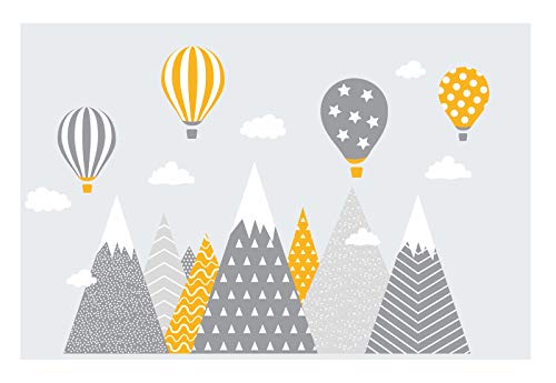 wandtattoo kinderzimmer berge Nordic Bergen Aufkleber Wandaufkleber Kind Baby Kindergarten Zimmer Gebirge luftballons Ballons Ballon Wolken Wolke Landschaft Wanddeko Baby Kinder Sticker G15XL von madras24