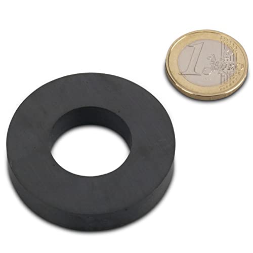 Ringmagnet Ø 45,0 x 22,0 x 9,0 mm (magnets4you) - hält 2,9 kg, Magnetring aus HF 24/16 Ferrit, Magnet Scheibe mit Loch, ideal zum Basteln von magnets4you
