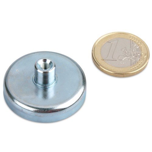 magnets4you - Ferrit Flachgreifer mit Gewindebuchse | Ø 32x7mm | Gewinde: M4 | Haftkraft: 8,1kg | verzinkter Stahltopf, verwendbar bis 200°C von magnets4you