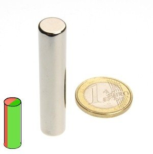 magnets4you - Stabmagnet Ø 10 x 50 mm | N52 Nickel - diametral, | Magnetzylinder aus Neodym von magnets4you