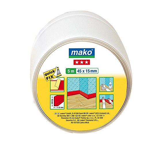 Weich Sockel Leiste selbstklebend Knick Profil 45 x 15 mm 5m Gebrochen Weiß von mako GmbH