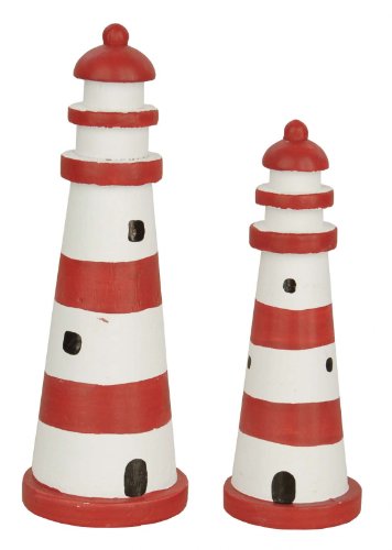 mare-me Deko Mini Leuchtturm rot weiß, 5,5x15cm von mare-me