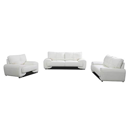 Polstergarnitur Sofa Set 3er & 2er & Sessel 3-2-1 Wohnlandschaft 3-Sitzer und 2-Sitzer mit Sessel Möbel Set - Florida (Weiß) von MEUBLO
