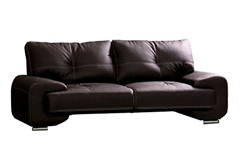 mb-moebel 2-Sitzer Design Sofa 2er Büro Kunstleder Sofagarnitur Couch kleine Florida LUX (Braun) von MEUBLO