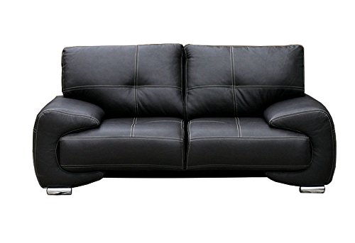 mb-moebel 2-Sitzer Design Sofa 2er Büro Kunstleder Sofagarnitur Weiß Couch kleine Florida (Schwarz) von MEUBLO