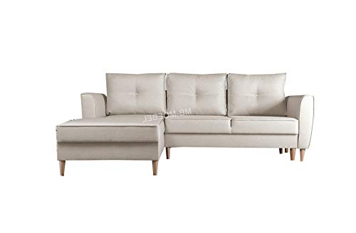 mb-moebel Ecksofa mit Schlaffunktion Eckcouch mit Zwei Bettkasten Sofa Couch Wohnlandschaft L-Form Polsterecke Theo (Malmo 08, Ecksofa Links) von mb-moebel